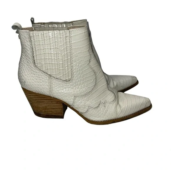 Sam Edelman Women's Ankle Booties Size 10M "Winona" White Leather Slip On - Picture 1 of 11